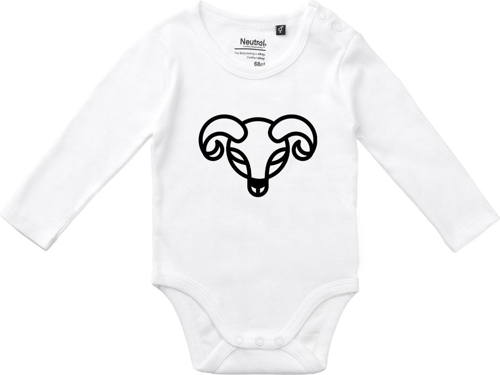 Huuraa Baby Body Widder Sternzeichen Symbol 74 White Baumwolle Fairtrade Langarmbody Geschenkidee