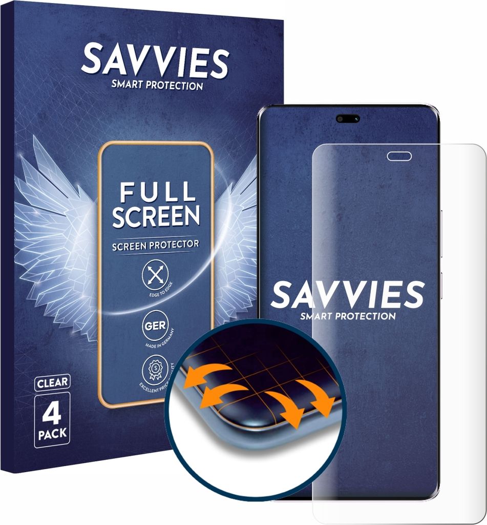 4x Savvies Fullscreen Schutzfolie für Honor Magic 7 Lite Displayschutz Folie Fullcover Klar Transparent