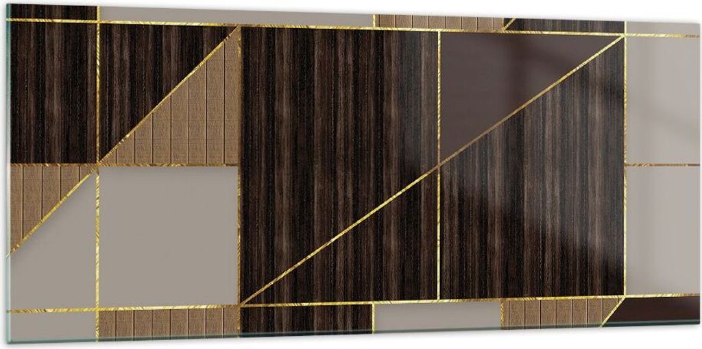 Bilder auf glas - Einteilig - Rechtecke Quadrate Braun - 120x50cm - Glasbilder - Wandbilder - Bilder - zum Aufhängen bereit - Wanddekoration aus G...