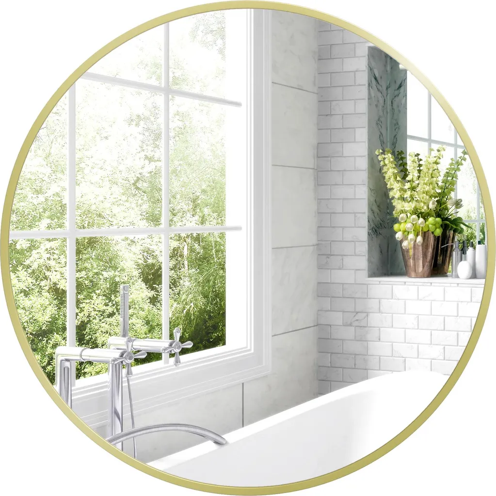 Miroir de salle de bain rond Ø60 cm en aluminium jaune clair - Réf M60-J