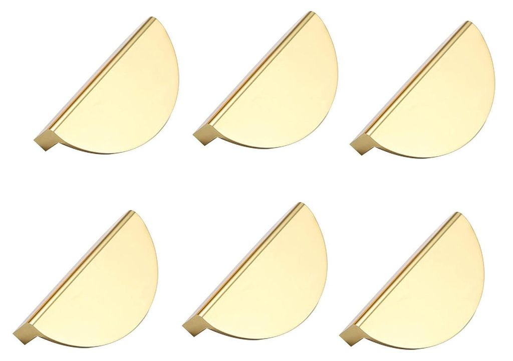Set aus 6 goldfarbenen, halbkreisförmigen Schrankgriffen, Möbelgriffe für Küchenschränke, modernes Aluminium, geeignet für Wohnzimmer, Küche...