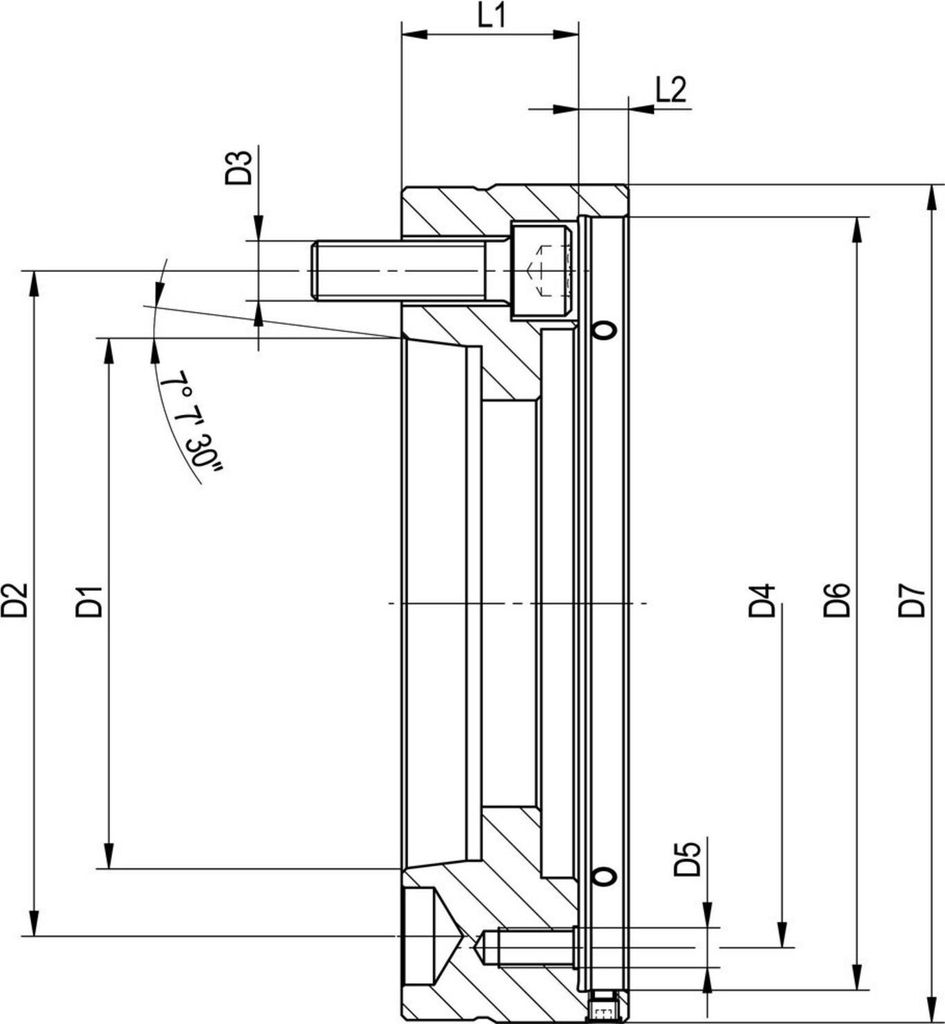 Röhm Zwischenflansch ISO 702-1 (DIN 55028), Größe 52/65-A8, mit Einstellschraube - 1283200