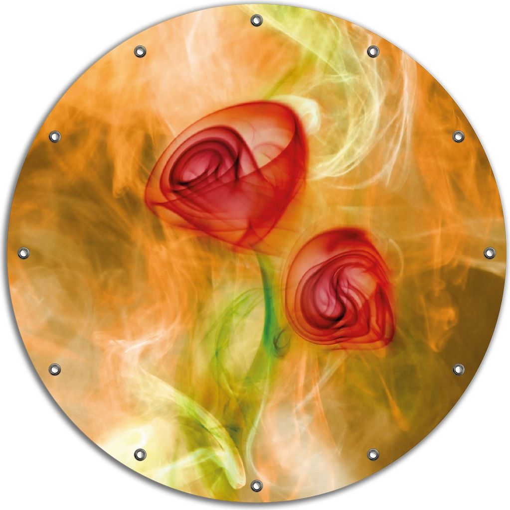 Wallario rundes Outdoor-Poster für Garten oder Balkon, Motiv Abstrakte Rosen, 90 cm Durchmesser