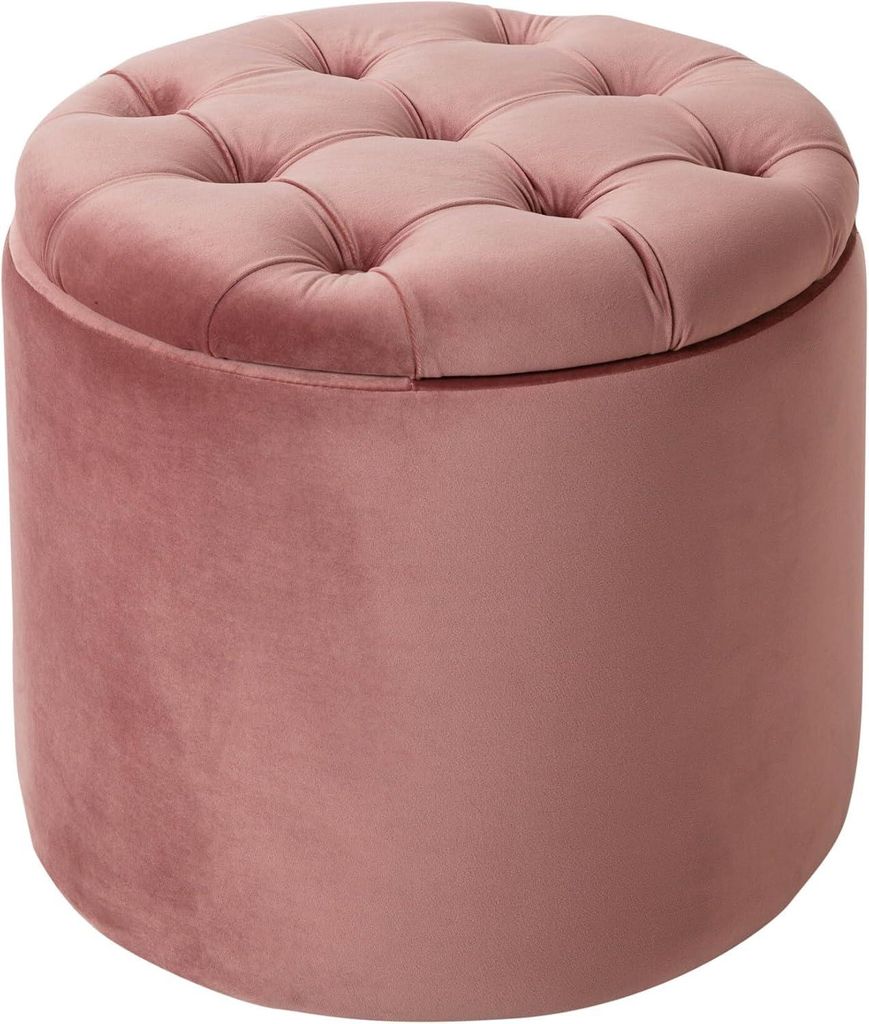 Hocker MODERN BAROCK, 50 cm hoog, in oudroze met fluwele Productafbeelding 