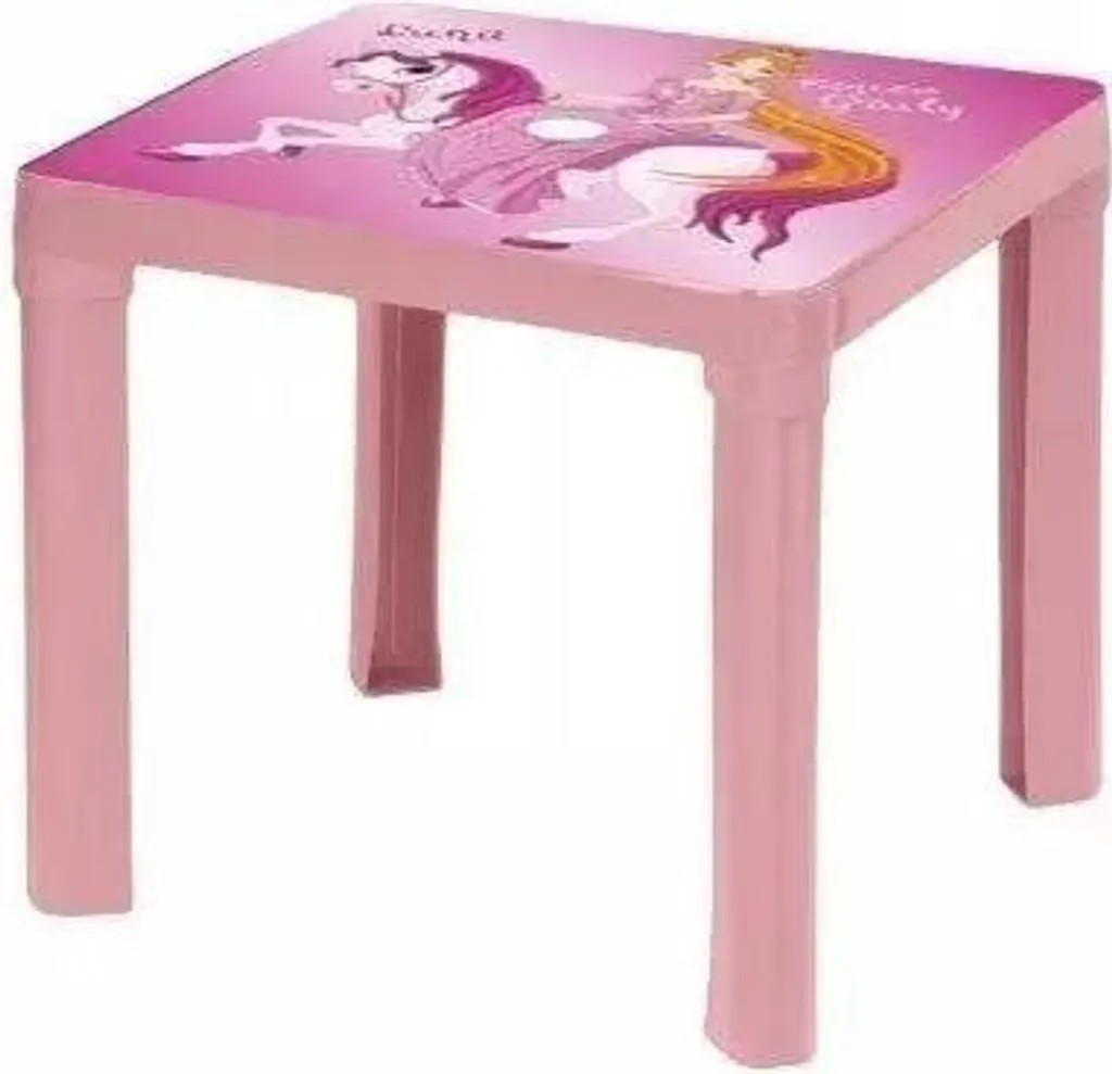Table en plastique rose pastel résistante pour jardin et terrasse