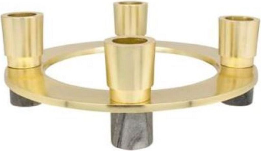 Casa Padrino Luxus Kerzenhalter Gold / Grau Ø 20 x H. 6,5 cm - Hotel & Restaurant Deko