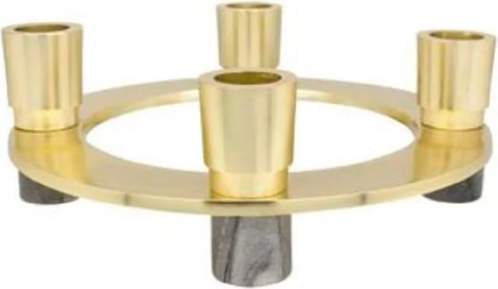 Bougeoir design rond Or et Gris H. 6,5 cm - Accessoire de Table Chic
