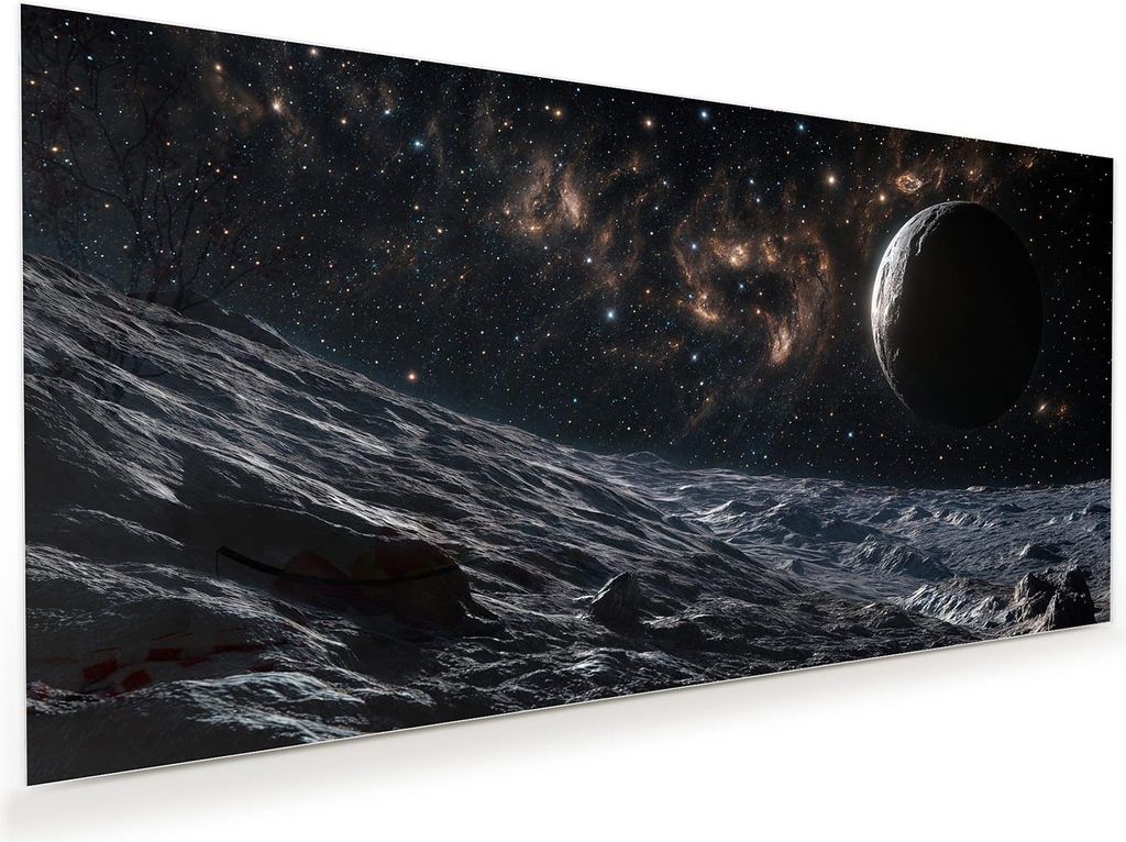 Glasbild 100x50cm in XXL für Wohnzimmer, Schlafzimmer Motiv Weltraumlandschaft