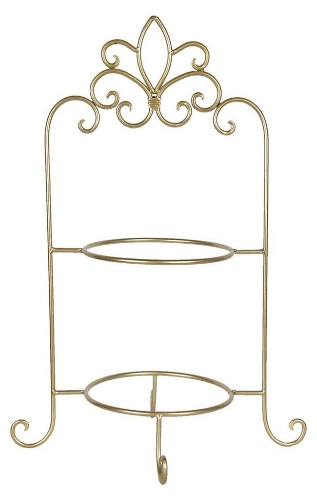 Clayre & Eef Etagere für 2 Teller 38x30x57 cm Goldfarbig Produktbild 