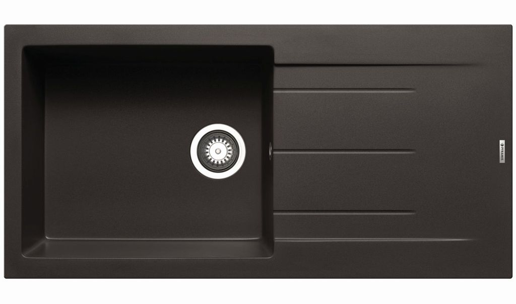 PYRAMIS Spüle ALAZIA PLUS (100x50) 1B 1D in CARBON mit Excenterbedienung / Granitspüle / Steinspüle / Ausschnitt 980 x 480 mm