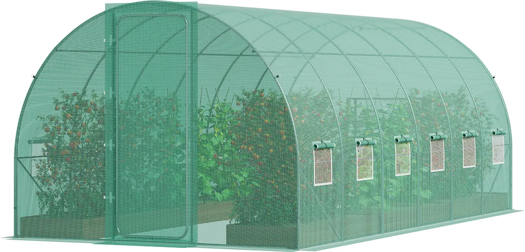 Serre tunnel de jardin Vevor 6,8x2,3m en acier galvanisé et PE vert