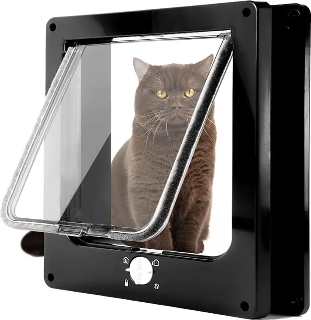 Porte pour chat manuelle silencieuse et magnétique - Modèle Noir Large