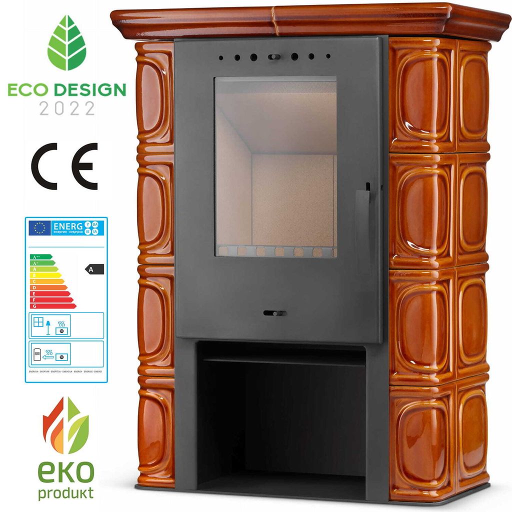 Kachelofen ELDUR Honig 6kW – freistehend, Keramik, ECO Produktbild 