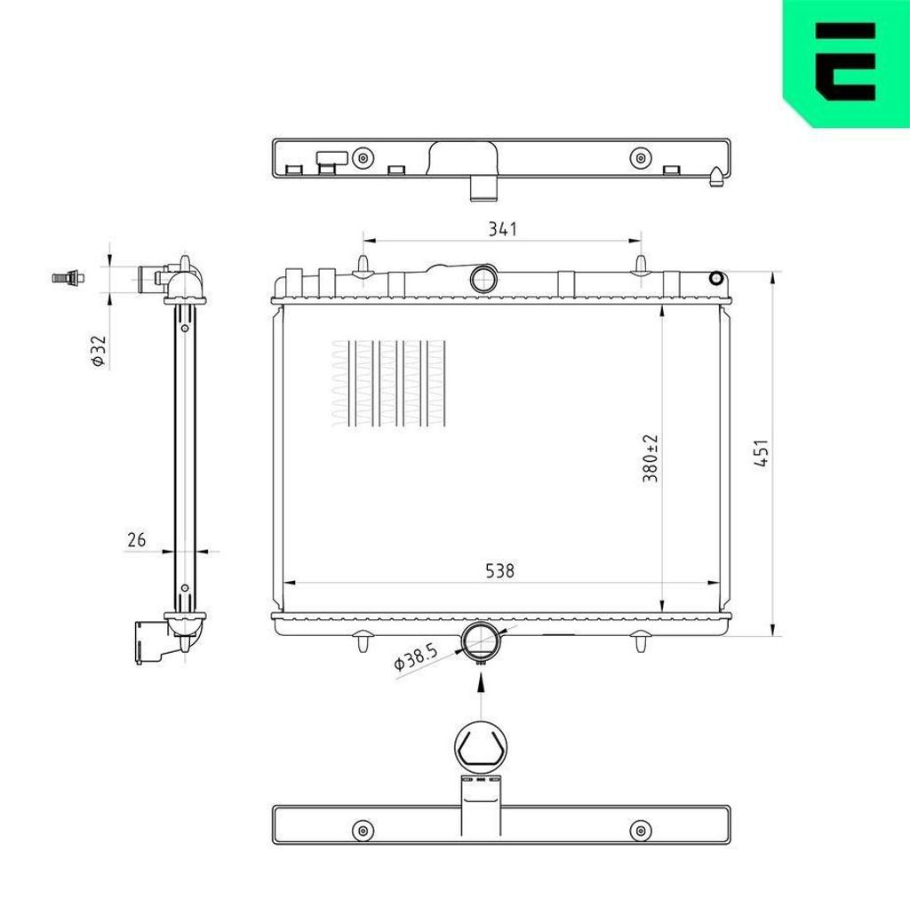 ERA 673098 Kühler Wasserkühler Motorkühler für FIAT Scudo (270, 272) Scudo Kastenwagen (270, 272) Ulysse (179) Scudo Pritsche / Fahrgestell (27...