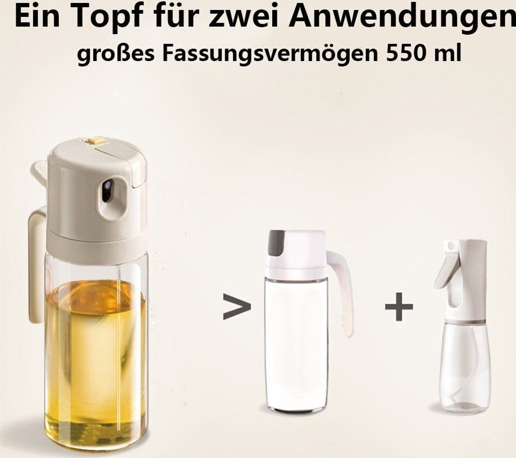 2 in 1 Ölsprüher, 550ml Glas Öl Sprühflasche mit Produktbild 4