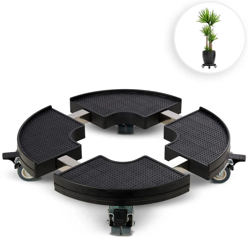 Chariot à plantes rond noir réglable 38-46 cm charge 200 kg pour pot