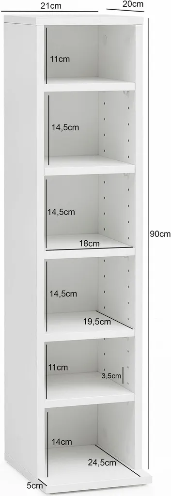 Meuble d'angle compact en bois avec 6 compartiments de rangement blancs