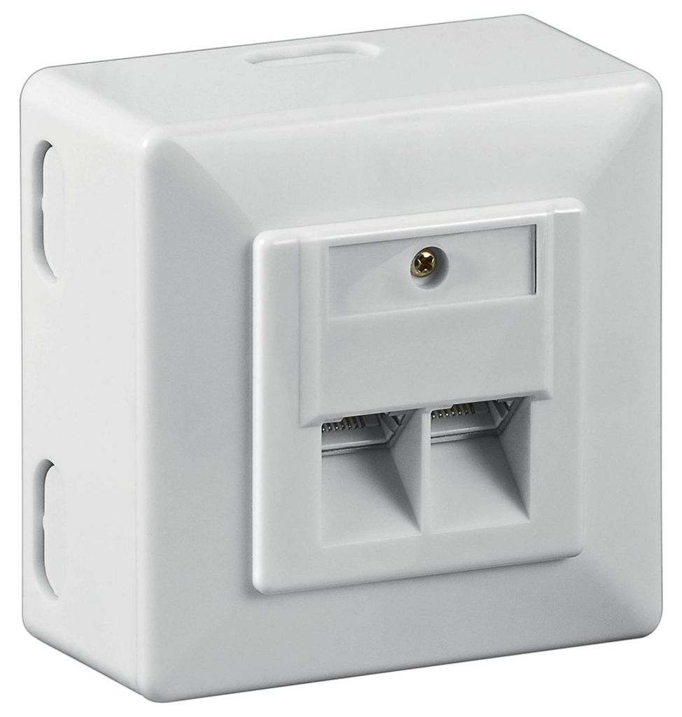 Presa universale CAT.6 con telaio di montaggio (bianco, 2x Immagine del prodotto 