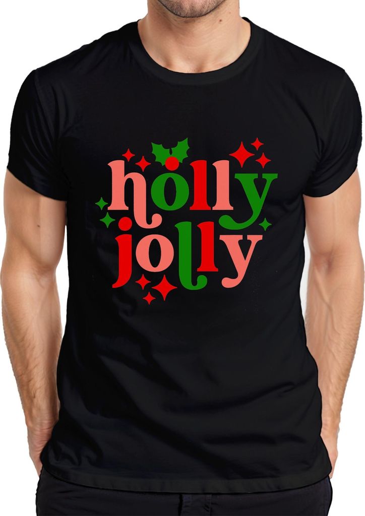 Holly Jolly Weihnachten Geschenk Retro Vintage Lustig Herren T-Shirt, Schwarz, M