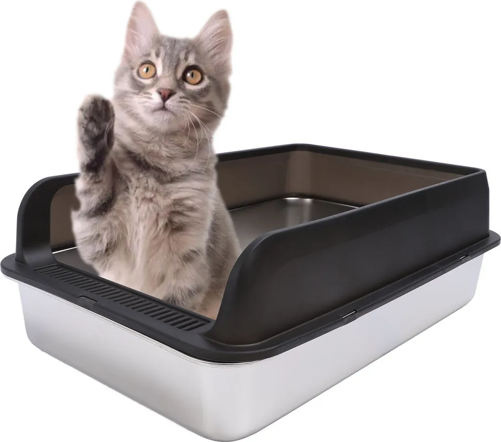 Lettiera Acciaio Inox Gatti Grandi Nera 50x35x10 | Offerta Esclusiva