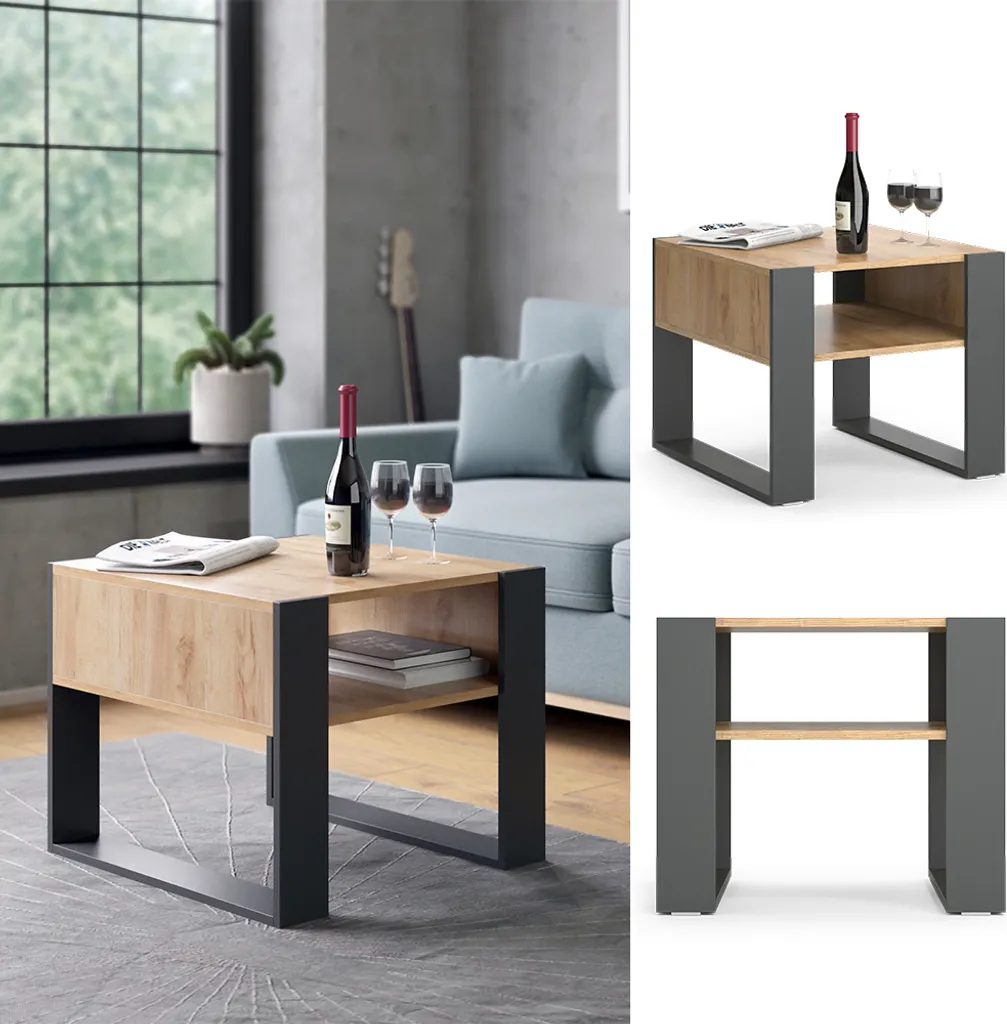 Petite table basse anthracite Vicco 59.2x50.6cm, finition mate durable - 2