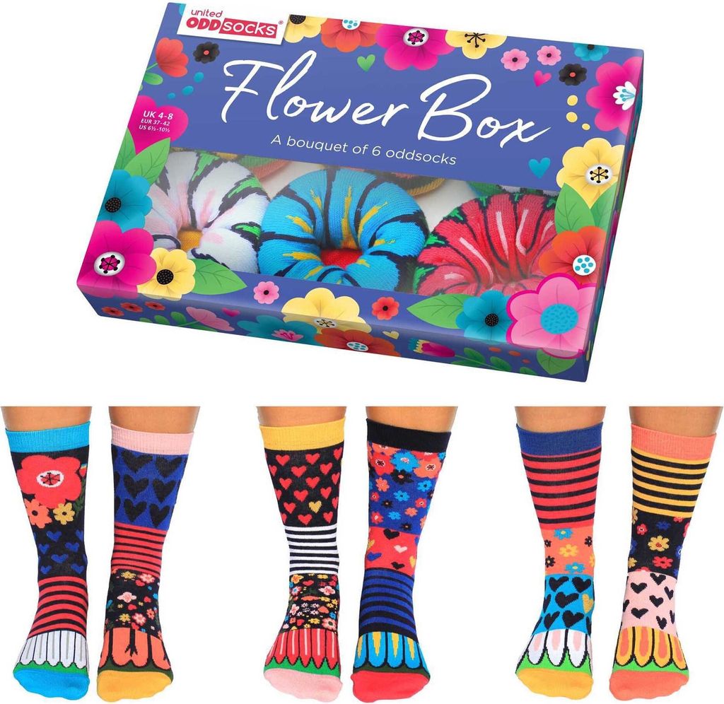 Flower Box Blumen Oddsocks Socken in 37-42 im 6er Set Produktbild 