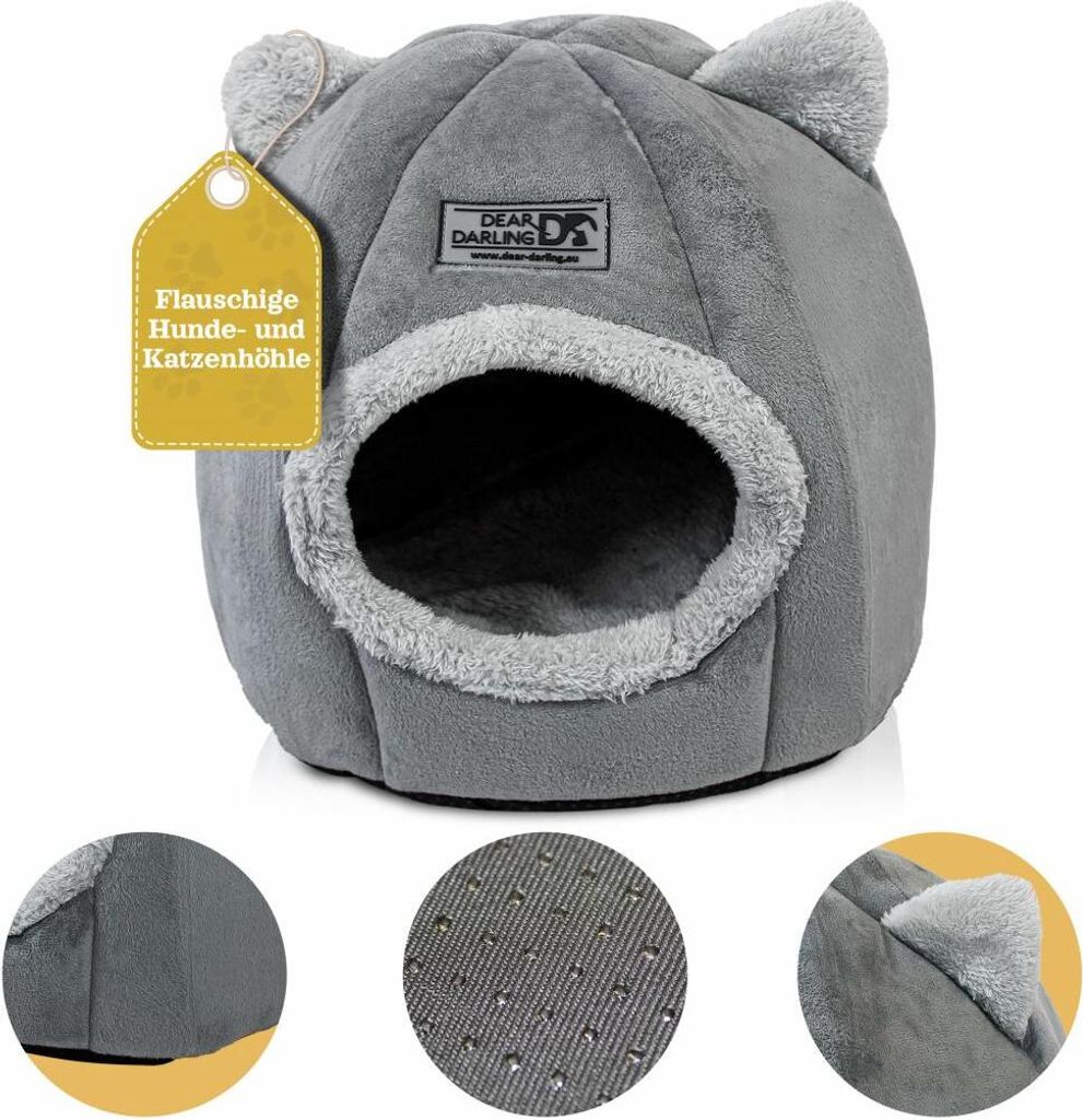 DEAR DARLING DD-03GRM Luxus Katzenkorb Hundekorb grau Gr. M 36x40cm Haus Höhle Katzenbett Hundebett Tierbedarf Tier Haustier Hundesofa Katzensofa ...