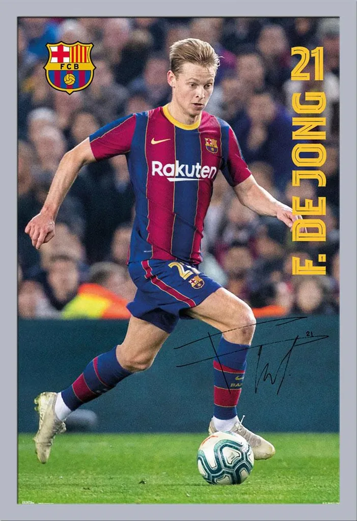 Memorabilia FC Barcelona: Poster De Jong 20/21 in Cornice Shinsuke Silver