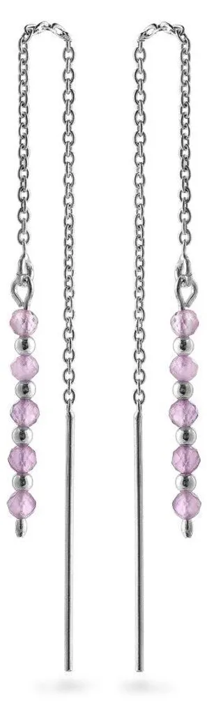 Boucles d'oreilles en argent et pierre améthyste véritable style chic
