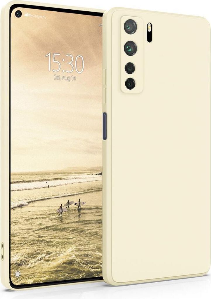 Hülle für Huawei P40 Lite 5G - Handyhülle mit Kameraschutz Cover aus Silikon in Eierschale