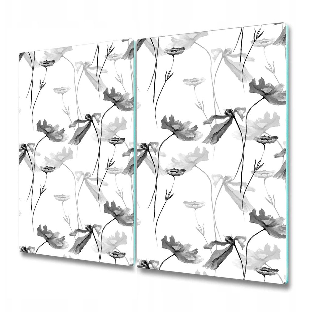 Küchenteller - Schneidebrett - Glas - Herdabdeckung -Attraktiv bemalte Mohnblumen