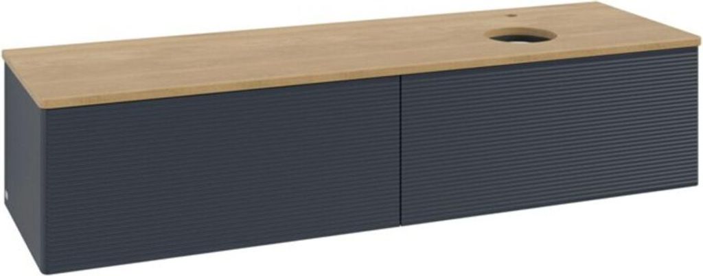 V&B Waschtischunterschrank mit Frontstruktur -Beleuchtung Antao 160x50cm, HL, WBP hon. Oa, md bl. m Lac