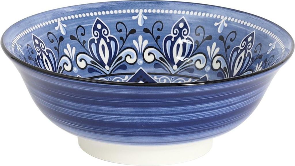 HowHomely | Keramikschale - Salatschüssel - 1,2 L - Blau - Schale - Orientalisch