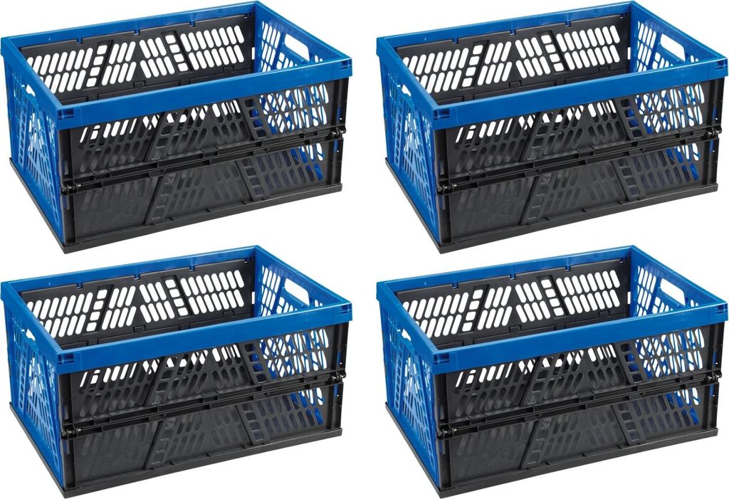 Novaliv Klappbox 45l Blau 4er Set - Faltbare Korbbox mit Produktbild 