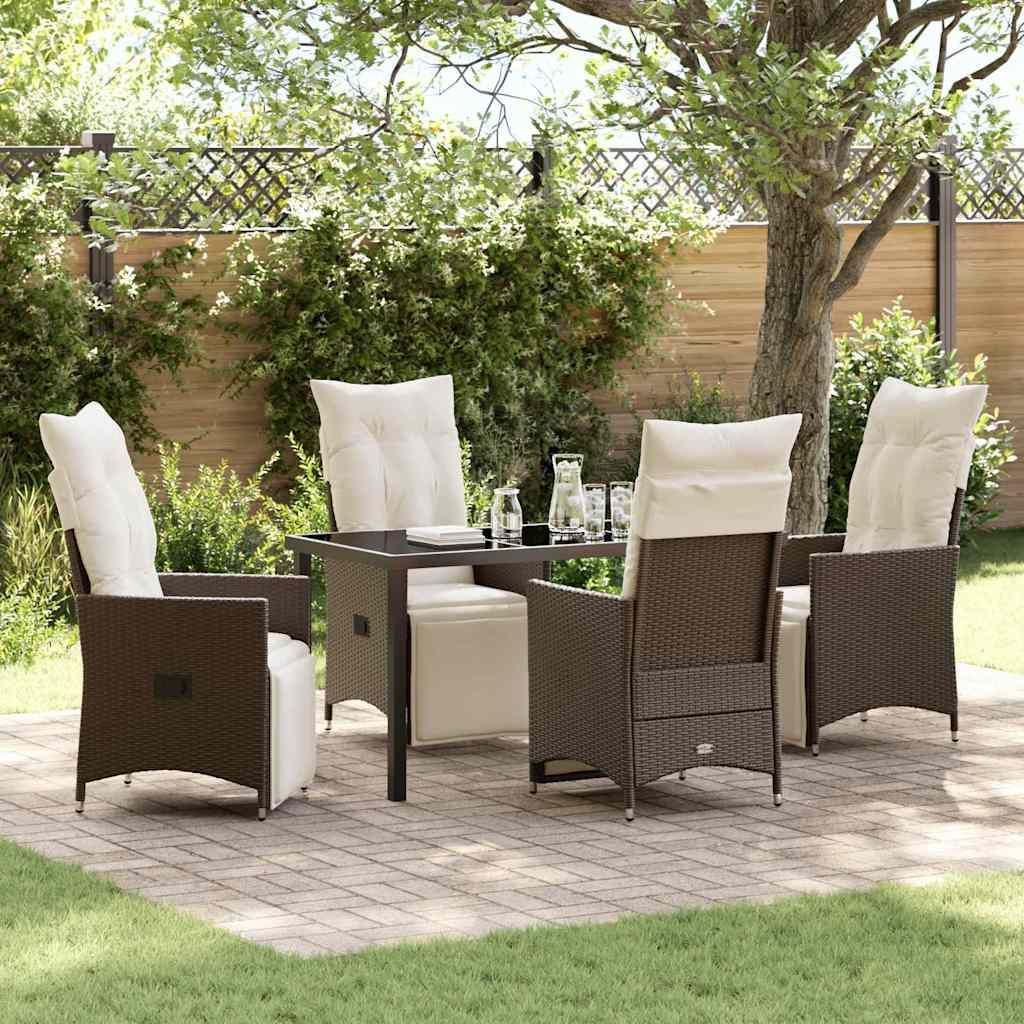 Maison Exclusive - Garten Essgruppe mit Kissen 5 pcs Braun Poly-Rattan