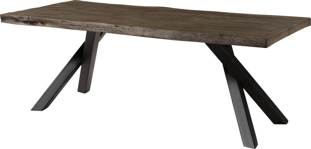 MASSIVMOEBEL24 Baumtisch Mango 180x90x76 grau lackiert / A-Gestell anthrazit matt FREEFORM 5