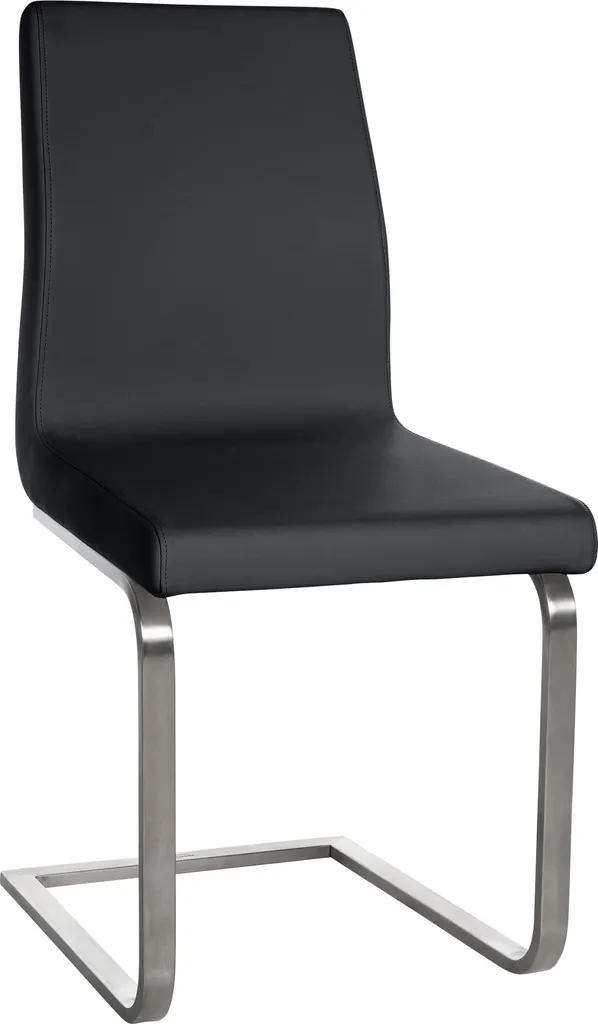 Chaise visiteur Belfort avec pied luge inox et assise rembourrée grise