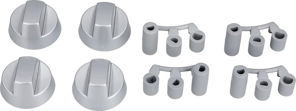 Knebel Drehknopf Set 41mmØ silber mit Adaptern Universal Produktbild 