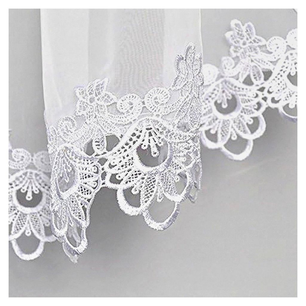 Fertiggardinen mit Kräuselband aus Voile für die Küche, 150x400 cm, Weiß