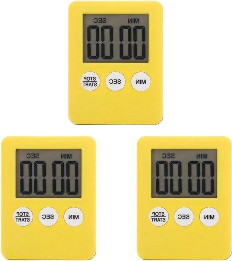 Lot de 3 minuteries numériques multifonctions orange avec horloge LCD