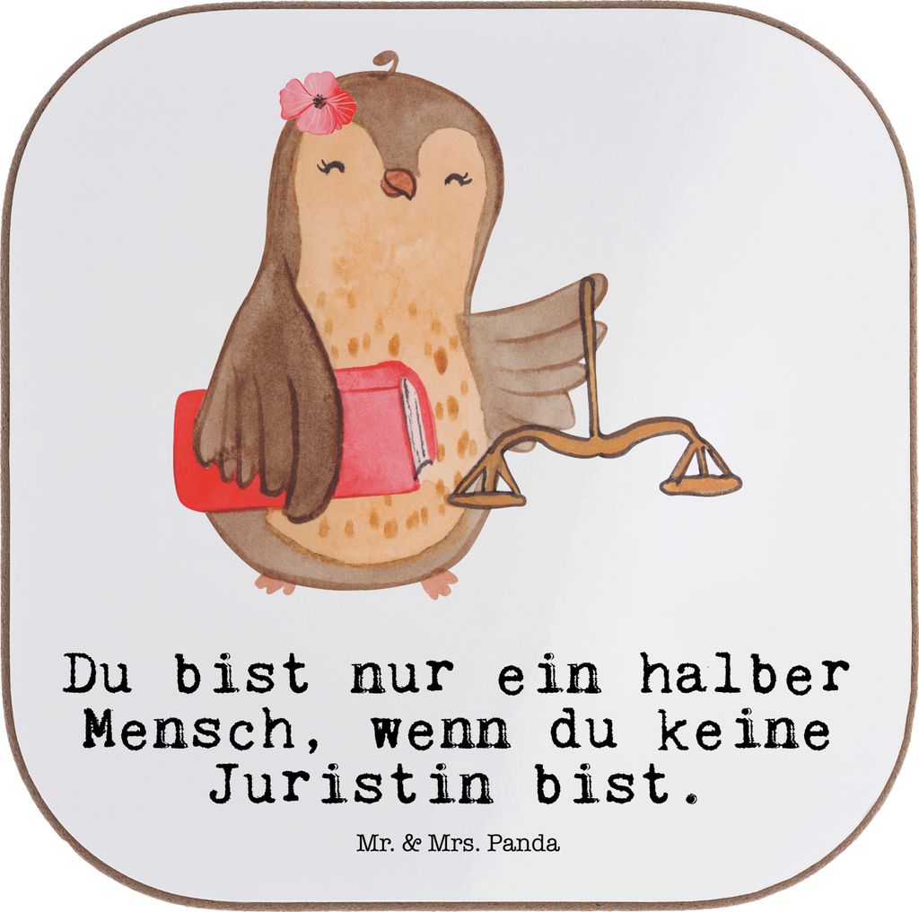 Mr. & Mrs. Panda Untersetzer für Gläser Juristin Herz - Weiß - Geschenk, Coaster, Spruch, Anwaltskanzlei, gläseruntersetzer, Tassenuntersetzer,...