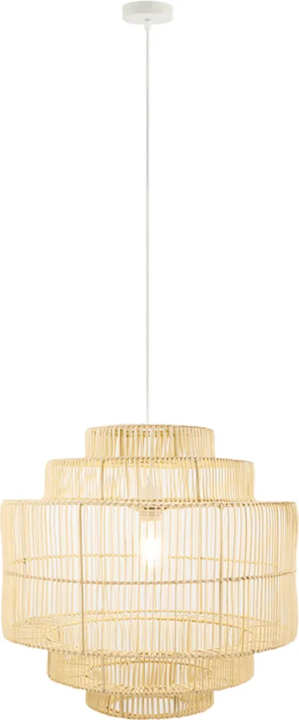Suspension en rotin SIA HOME DELUXE - Lustre Blanc et Bambou Ø40cm