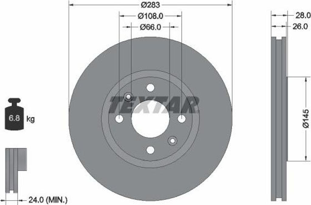 TEXTAR 92078703 Bremsscheibe OE 1606400380 kompatibel mit 406, Xantia