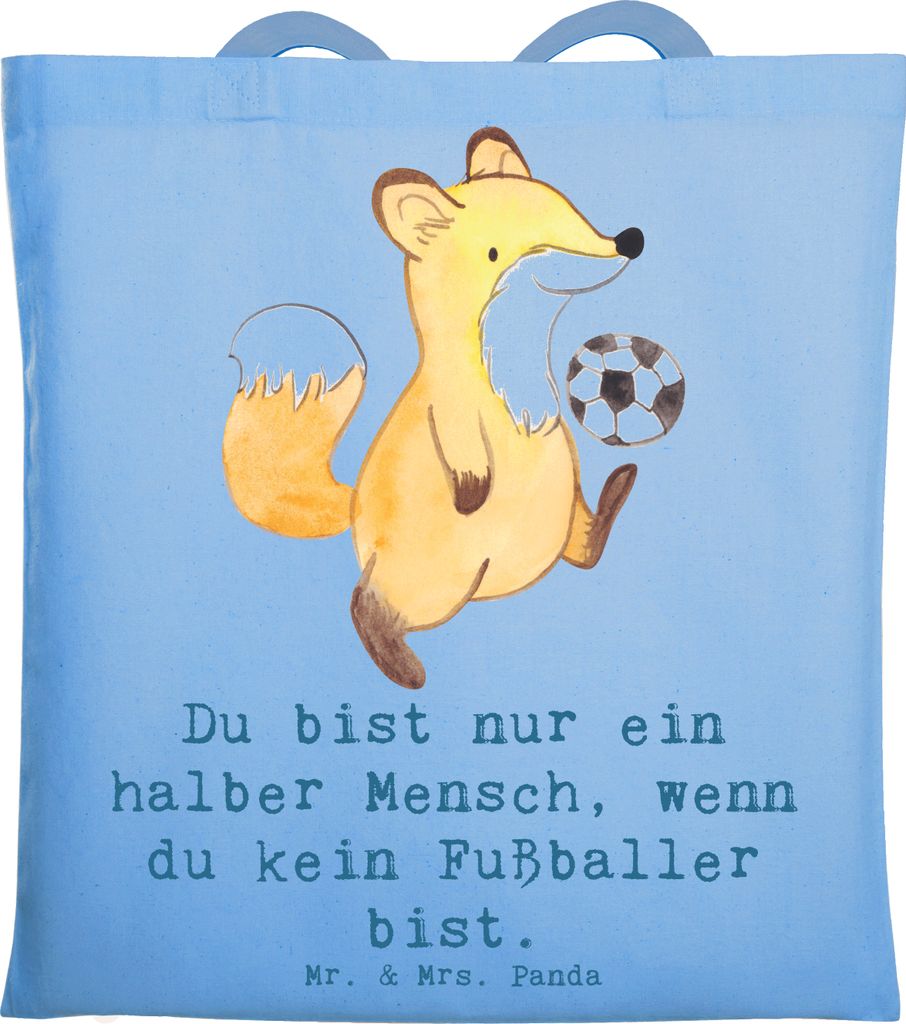 Mr. & Mrs. Panda dokumententasche Fußballer Herz - Sky Blue - Geschenk, Laptoptasche, Lustig, Fußballspruch, Beruf, Spruch, Beutel, Glücksbringe...