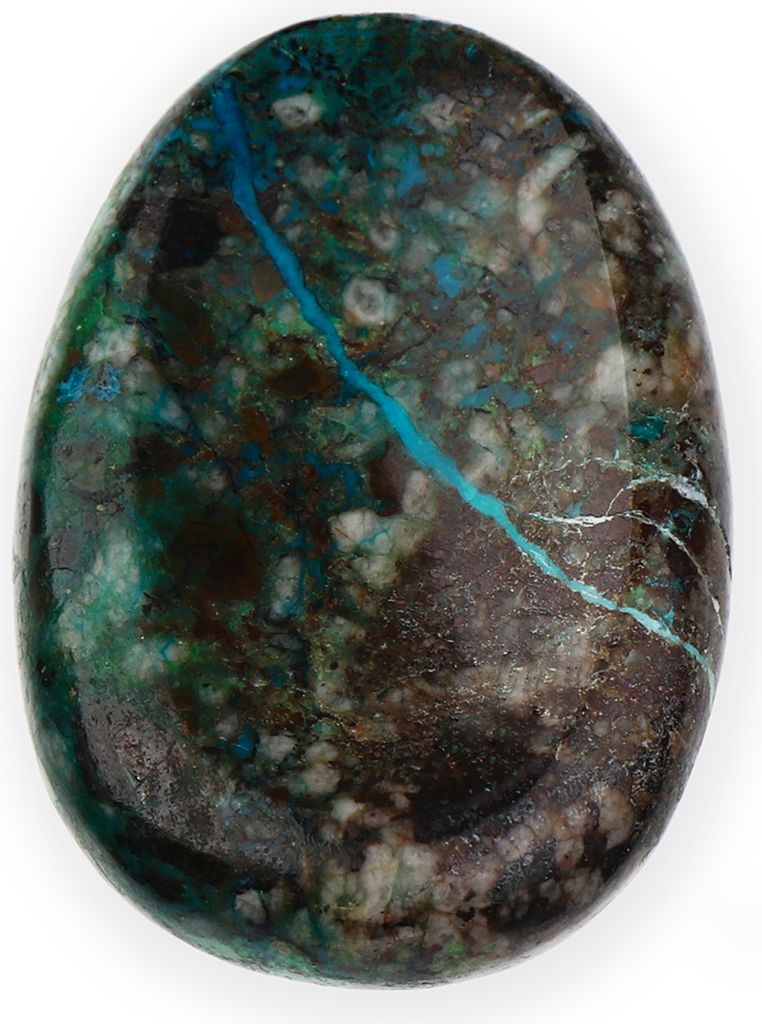 NKlaus Daumenstein Chrysokoll B-Qual. Edelstein 5x3,5cm Heilstein Handschmeichler 14874