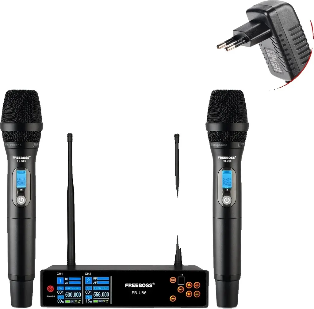 Microphone UHF sans fil avec écran couleur TFT et 100 fréquences EU