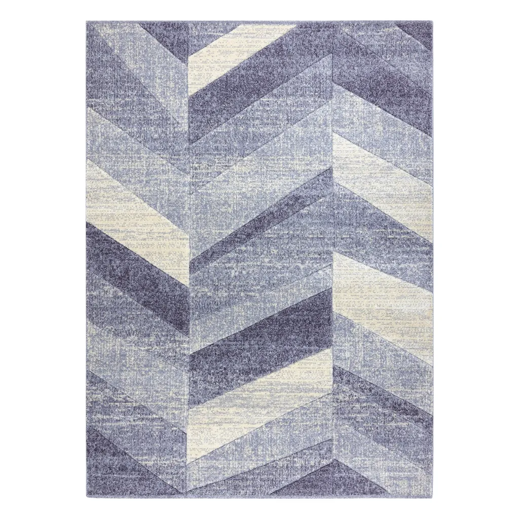 Grand Tapis de Salon à Motifs Chevrons Beige et Violet 160x220 cm - 2