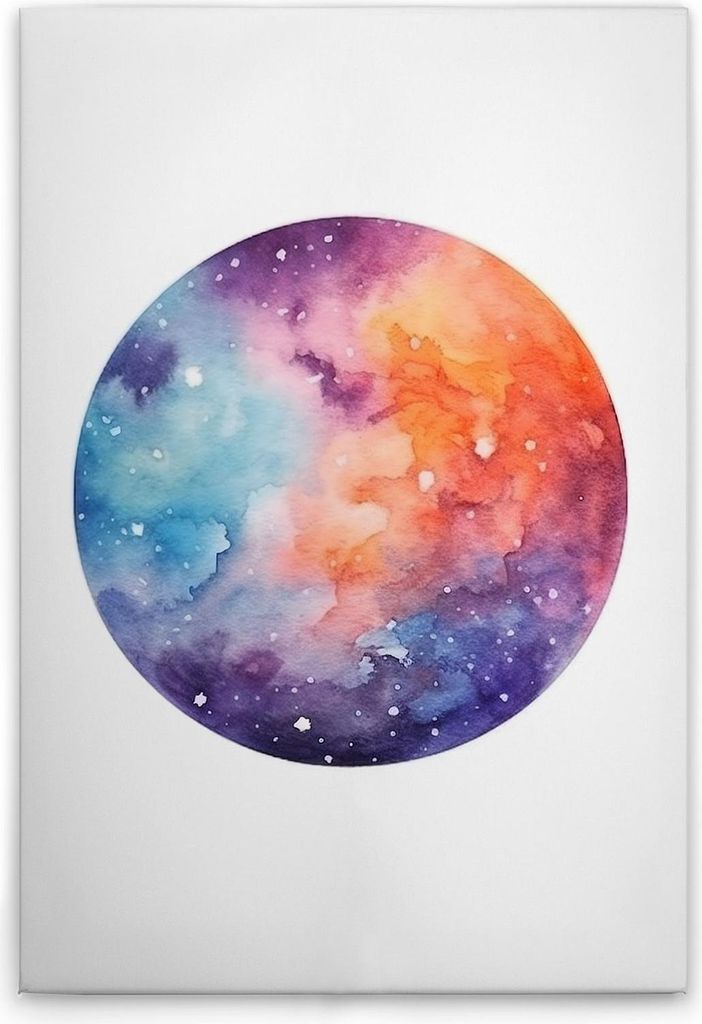 TADESSI Leinwandbild Farbenfroher Planet - Wandbild 40 x 60 cm - Kunstdruck auf Leinwand in Weiß Bunt - M1-No.52230
