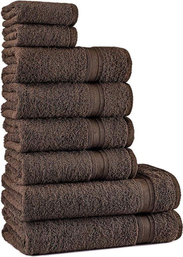 Famanu Handtuchset Dunkelbraun - 100% Baumwolle, 8-teilig
