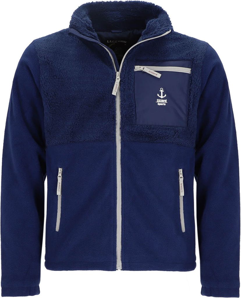 Lizzard Sports Herren Fleecejacke mit Stehkragen und Windstopper - Modische Jacke mit Reißverschluss in Navy Größe L